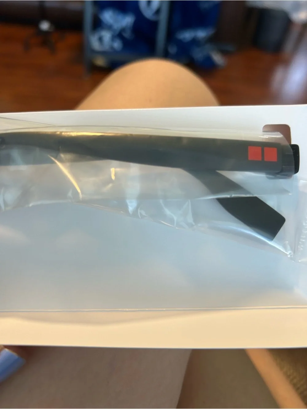 Uniqlo Black Frame Sunglasses with Blue Mirrored Lenses